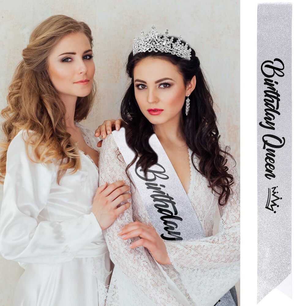 8274 Birthday Queen Tiara Crowns Girls Silver Crystal Birthday Queen - Picture 2 of 7